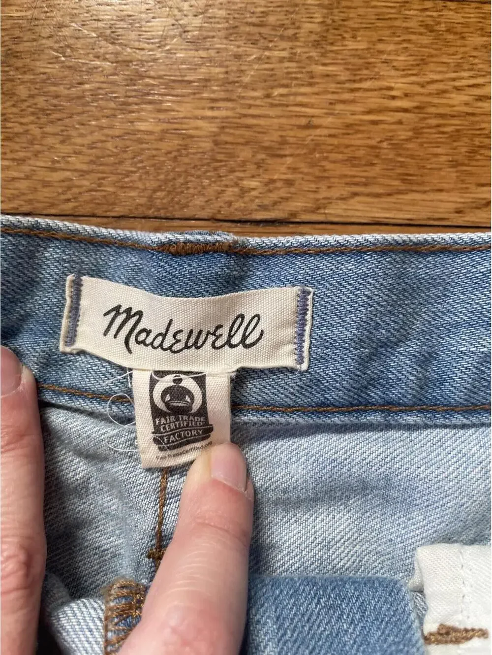 Madewell Rigid Denim A-Line Mini Skirt Light Wash Raw Hem Size 27